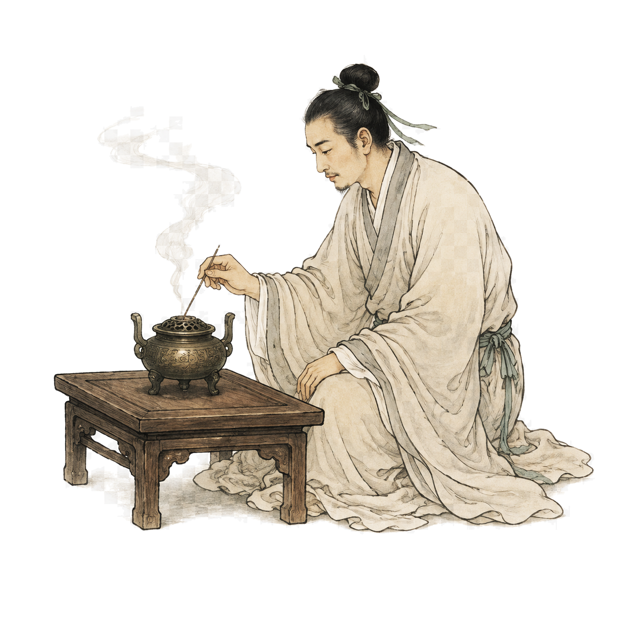 焚香人物小景