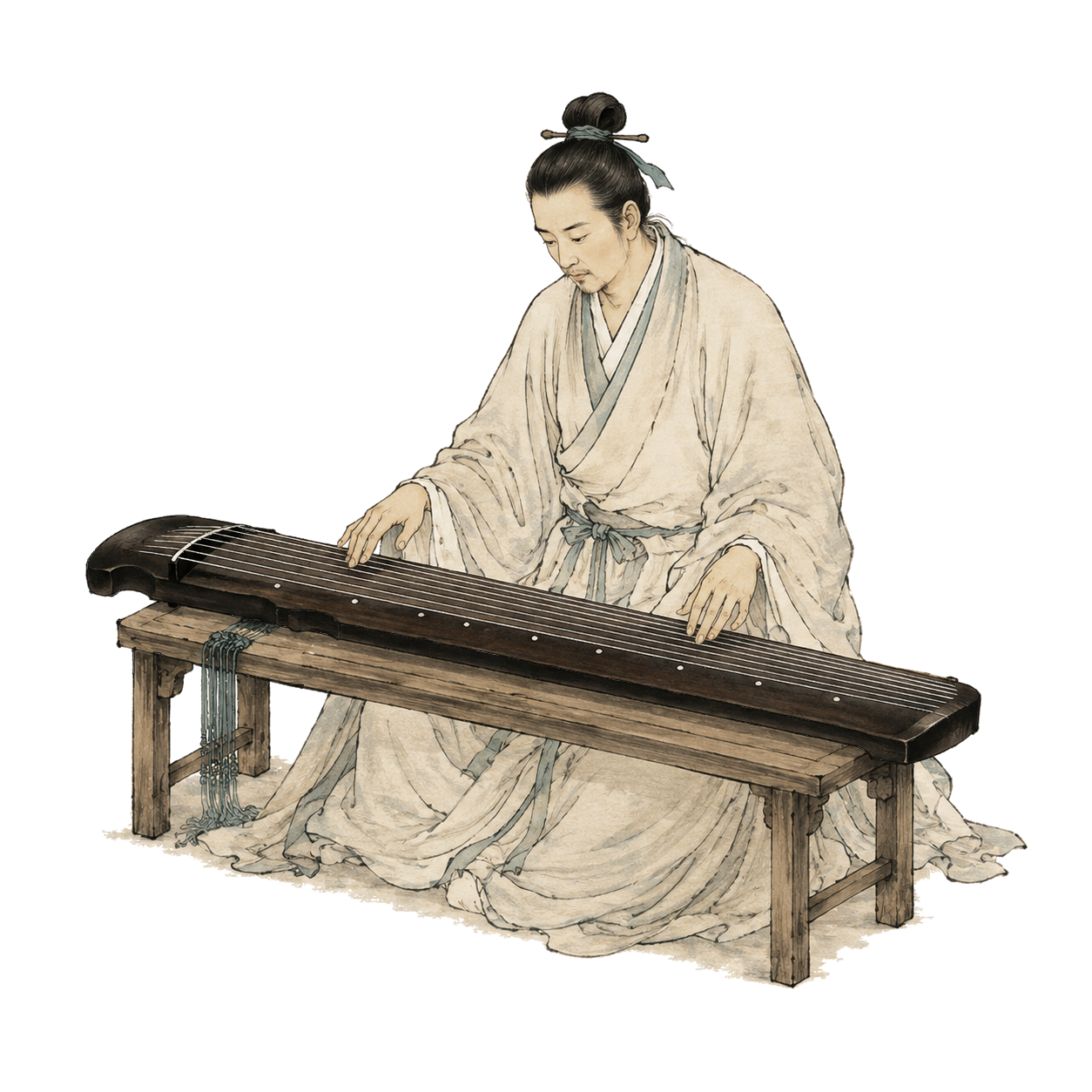 抚琴人物小景